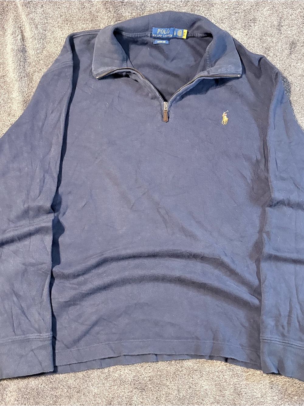 Polo by Ralph Lauren Navy Half-Zip Pullover with Yellow Pony